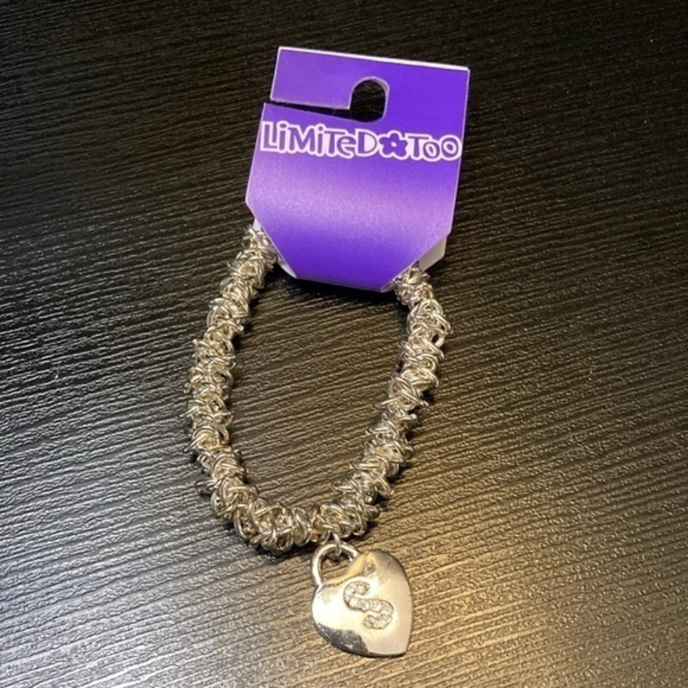 Limited Too Silver Heart Charm Bracelet